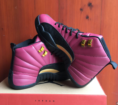 2017 Air Jordan 12 Pink Black Gold PE Shoes